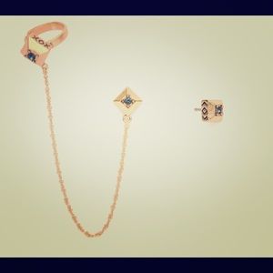 House of Harlow 1960 Ear Cuff (Gold and Blue)
